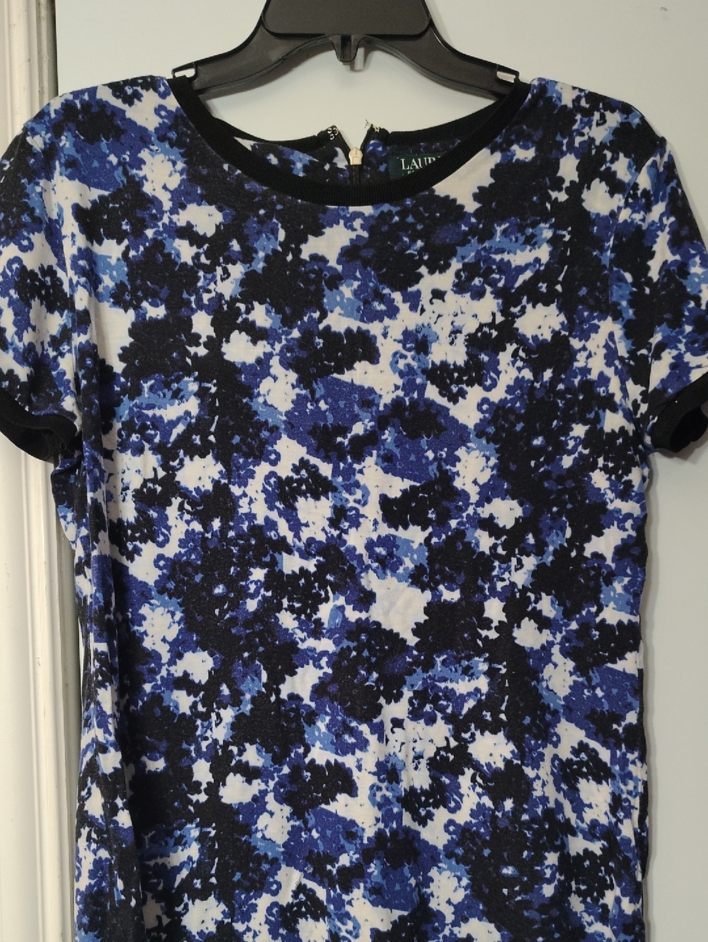 LAUREN Ralph Lauren Blue & Black Floral Short Sleeve Tee